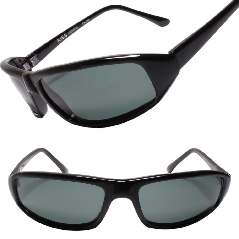 Exotic 80s 90s Genuine Vintage Deadstock Rectangle Black Sunglasses